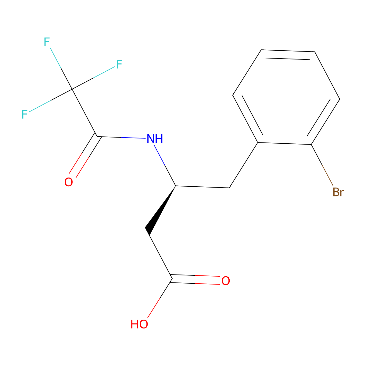 (3S)-4-(2-bromophenyl)-3-(2,2,2-trifluoroacetamido)butanoic acid molecular structure, CAS 2679806-34-7