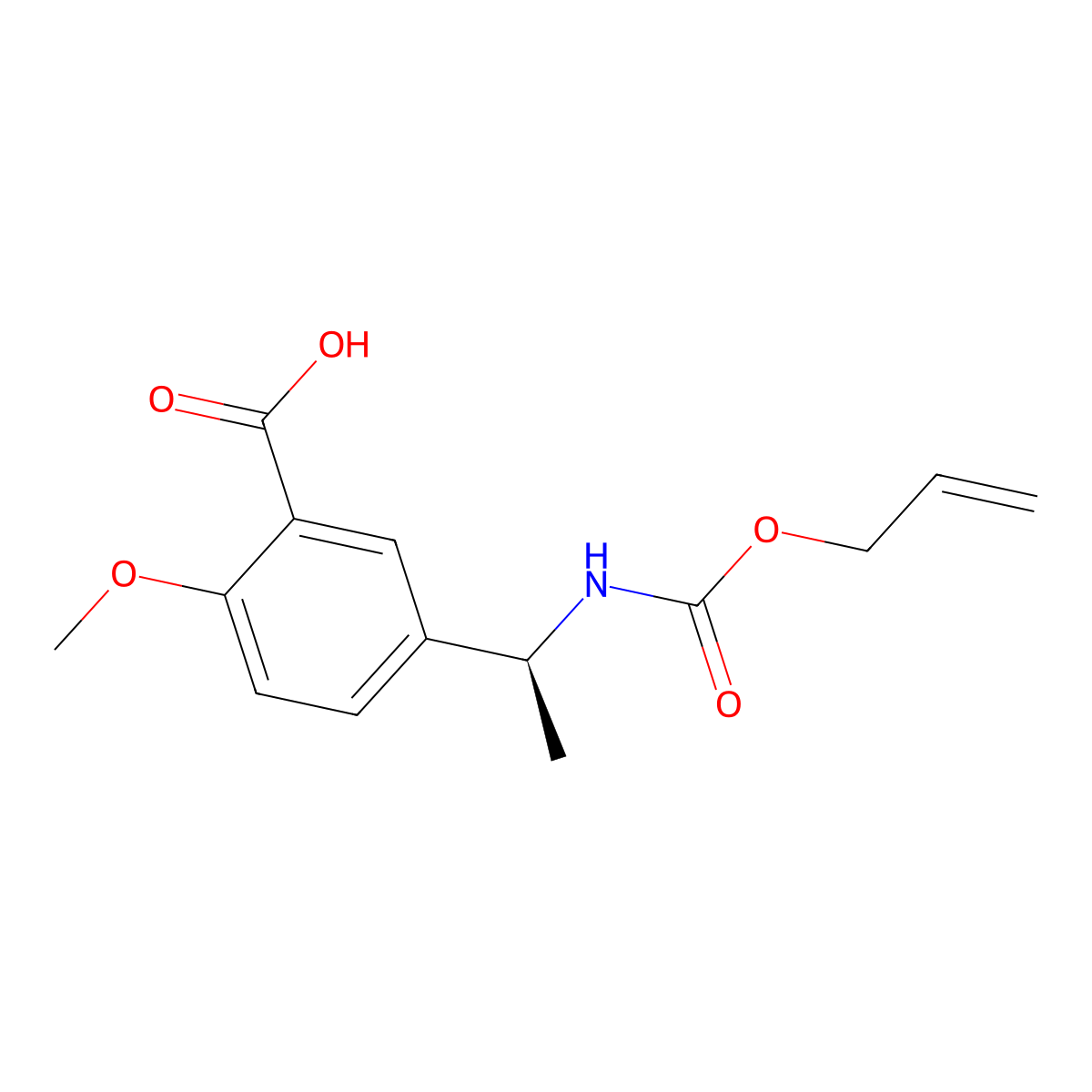 2-methoxy-5-[(1S)-1-{[(prop-2-en-1-yloxy)carbonyl]amino}ethyl]benzoic acid molecular structure, CAS 2679806-48-3