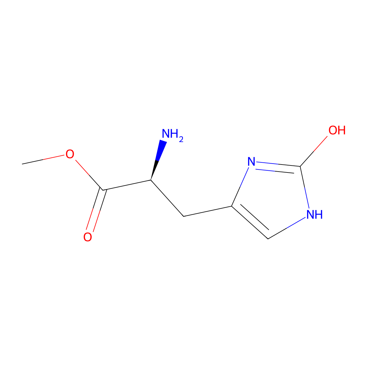 methyl (2S)-2-amino-3-(2-hydroxy-1H-imidazol-4-yl)propanoate molecular structure, CAS 2679806-56-3