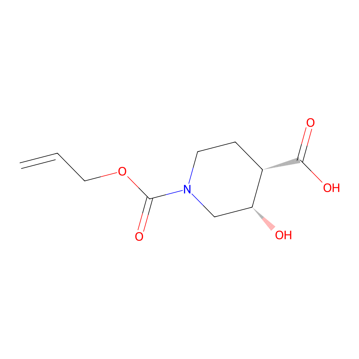 rac-(3R,4R)-3-hydroxy-1-[(prop-2-en-1-yloxy)carbonyl]piperidine-4-carboxylic acid molecular structure, CAS 2679806-61-0