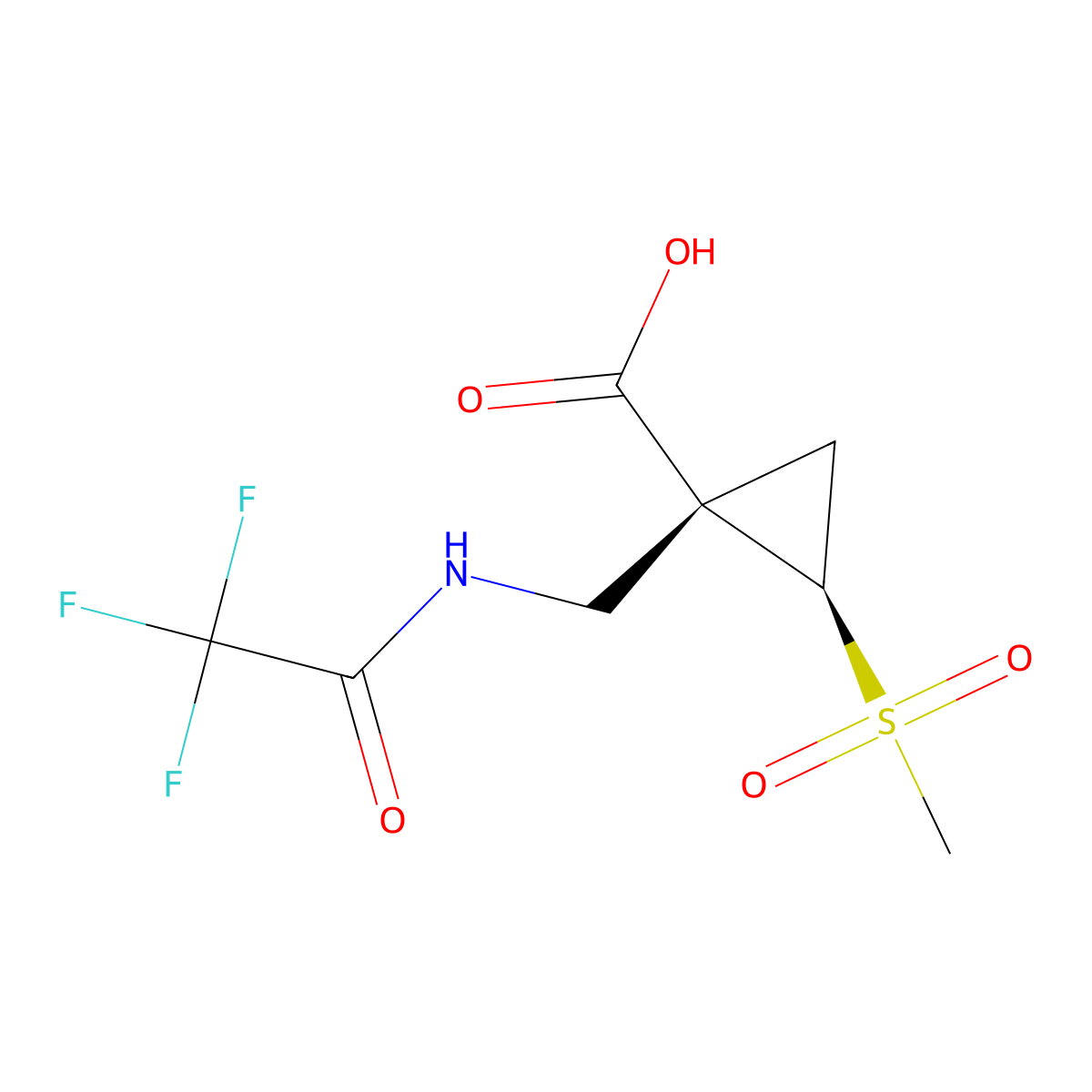rac-(1R,2R)-2-methanesulfonyl-1-[(2,2,2-trifluoroacetamido)methyl]cyclopropane-1-carboxylic acid molecular structure, CAS 2679806-63-2
