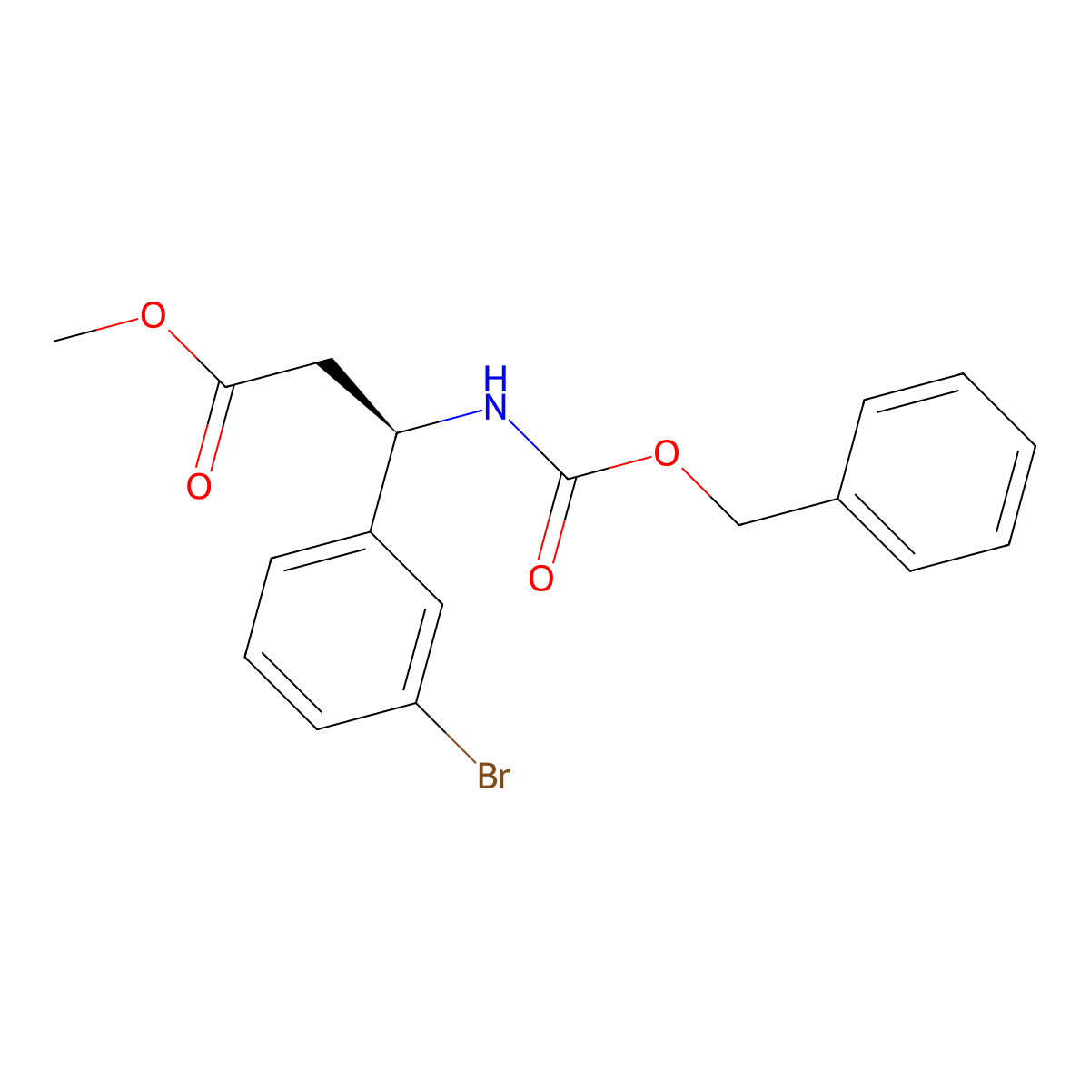 methyl (3R)-3-{[(benzyloxy)carbonyl]amino}-3-(3-bromophenyl)propanoate molecular structure, CAS 2679806-68-7