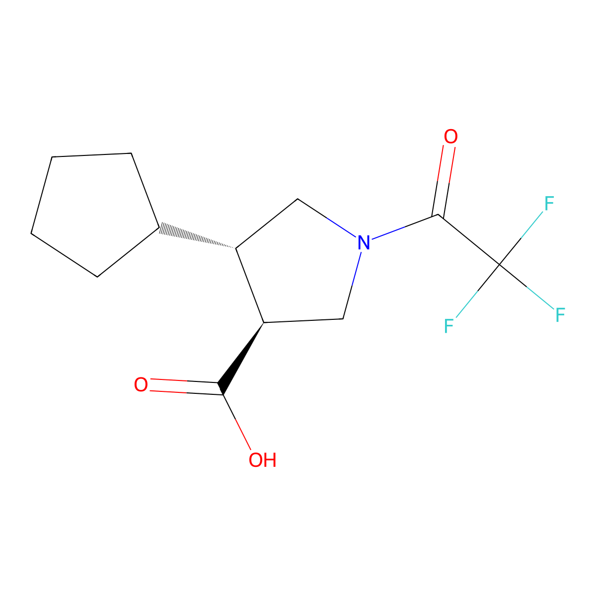 rac-(3R,4R)-4-cyclopentyl-1-(2,2,2-trifluoroacetyl)pyrrolidine-3-carboxylic acid molecular structure, CAS 2679806-73-4
