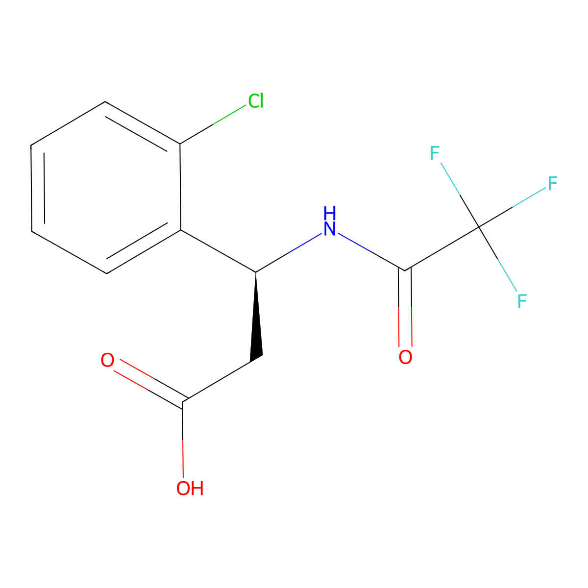 (3S)-3-(2-chlorophenyl)-3-(2,2,2-trifluoroacetamido)propanoic acid molecular structure, CAS 2679806-75-6