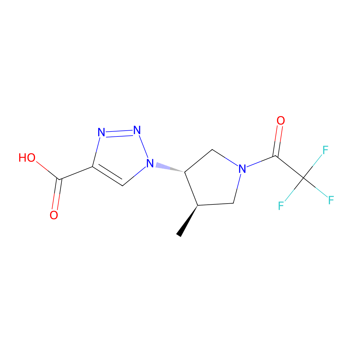 rac-1-[(3R,4S)-4-methyl-1-(2,2,2-trifluoroacetyl)pyrrolidin-3-yl]-1H-1,2,3-triazole-4-carboxylic acid molecular structure, CAS 2679806-76-7