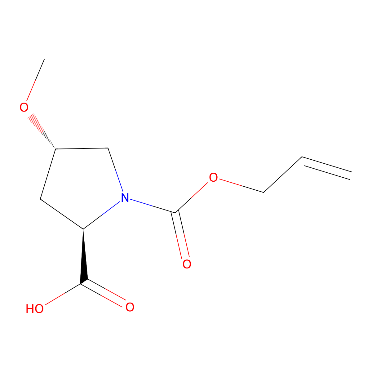 (2R,4S)-4-methoxy-1-[(prop-2-en-1-yloxy)carbonyl]pyrrolidine-2-carboxylic acid molecular structure, CAS 2679806-79-0