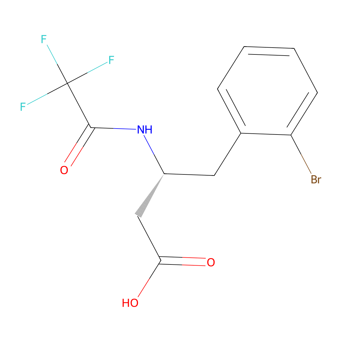 (3R)-4-(2-bromophenyl)-3-(2,2,2-trifluoroacetamido)butanoic acid molecular structure, CAS 2679806-81-4