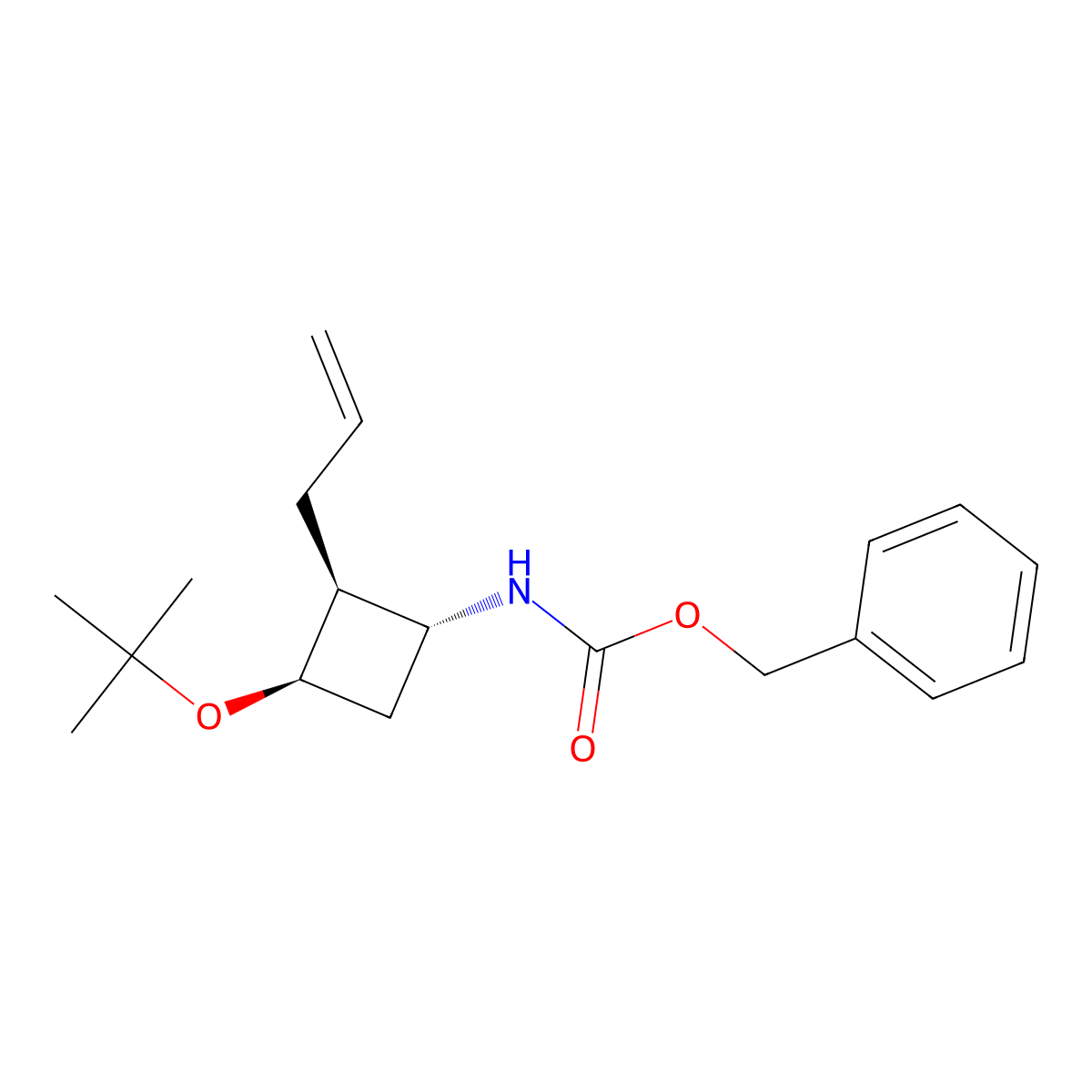 rac-benzyl N-[(1R,2S,3R)-3-(tert-butoxy)-2-(prop-2-en-1-yl)cyclobutyl]carbamate molecular structure, CAS 2679806-89-2