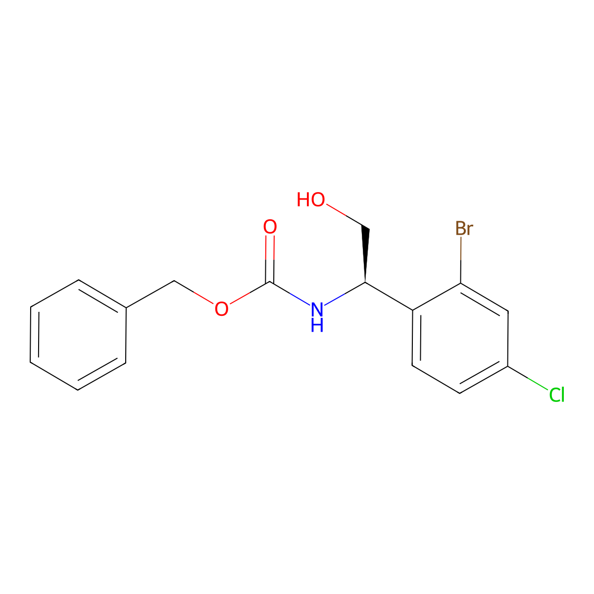 benzyl N-[(1R)-1-(2-bromo-4-chlorophenyl)-2-hydroxyethyl]carbamate molecular structure, CAS 2679806-91-6
