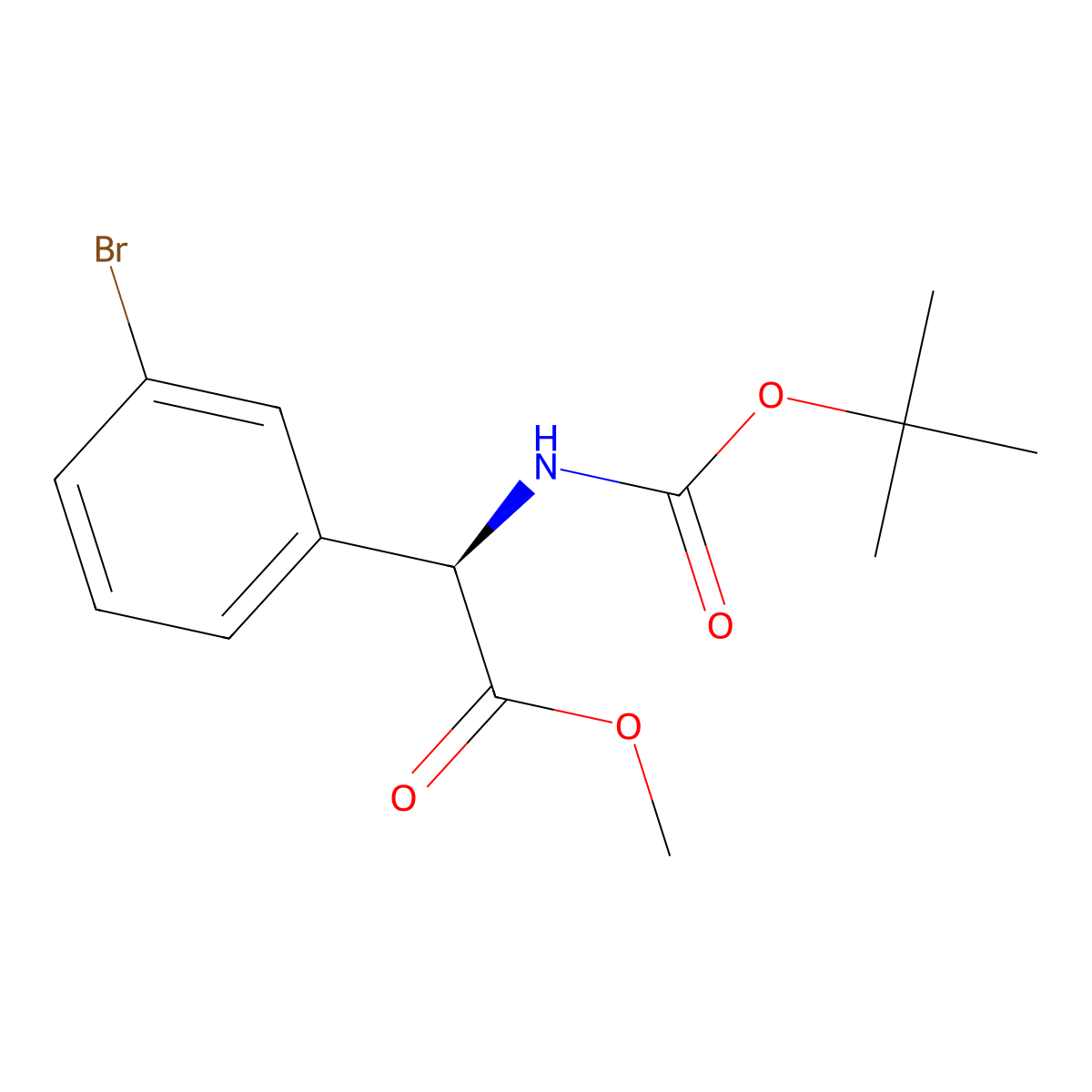 methyl (2R)-2-(3-bromophenyl)-2-{[(tert-butoxy)carbonyl]amino}acetate molecular structure, CAS 2679806-92-7