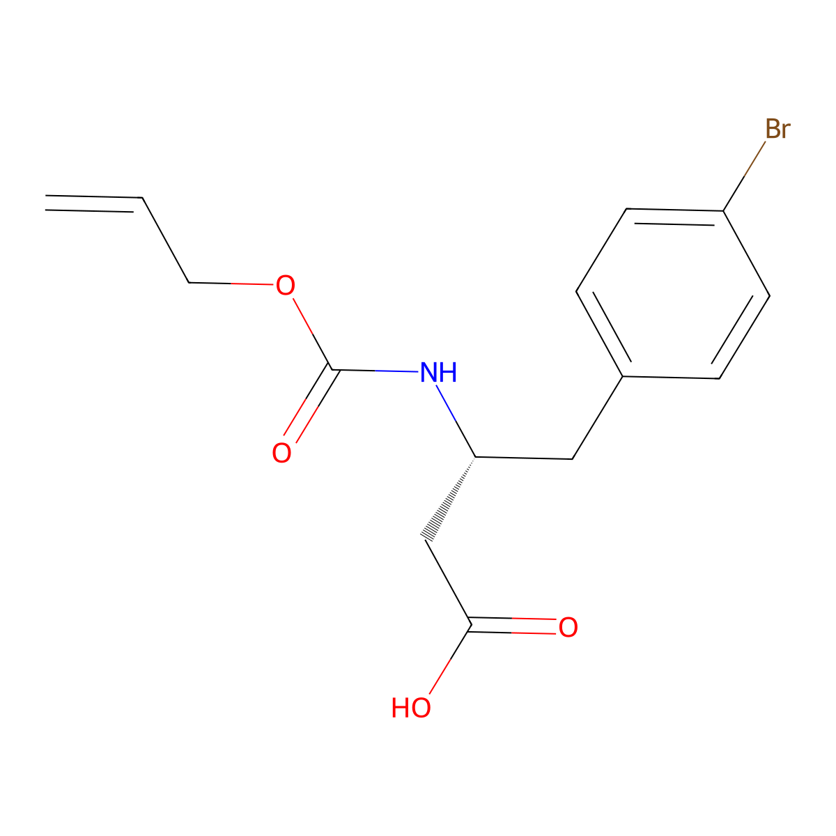 (3R)-4-(4-bromophenyl)-3-{[(prop-2-en-1-yloxy)carbonyl]amino}butanoic acid molecular structure, CAS 2679806-95-0