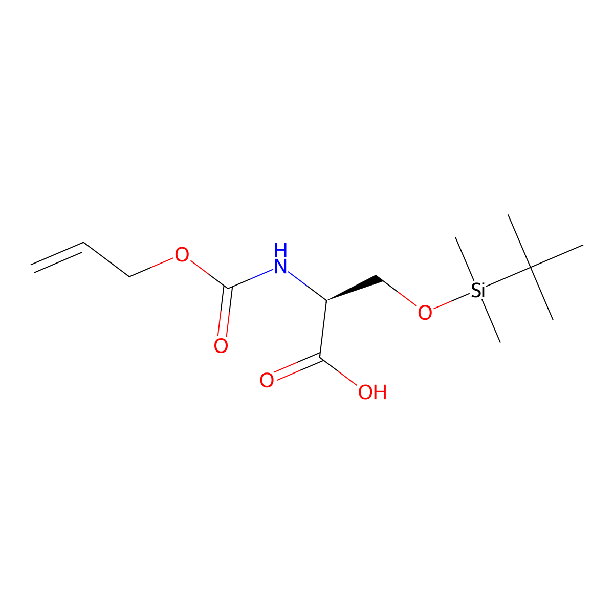 (2S)-3-[(tert-butyldimethylsilyl)oxy]-2-{[(prop-2-en-1-yloxy)carbonyl]amino}propanoic acid molecular structure, CAS 2679807-01-1