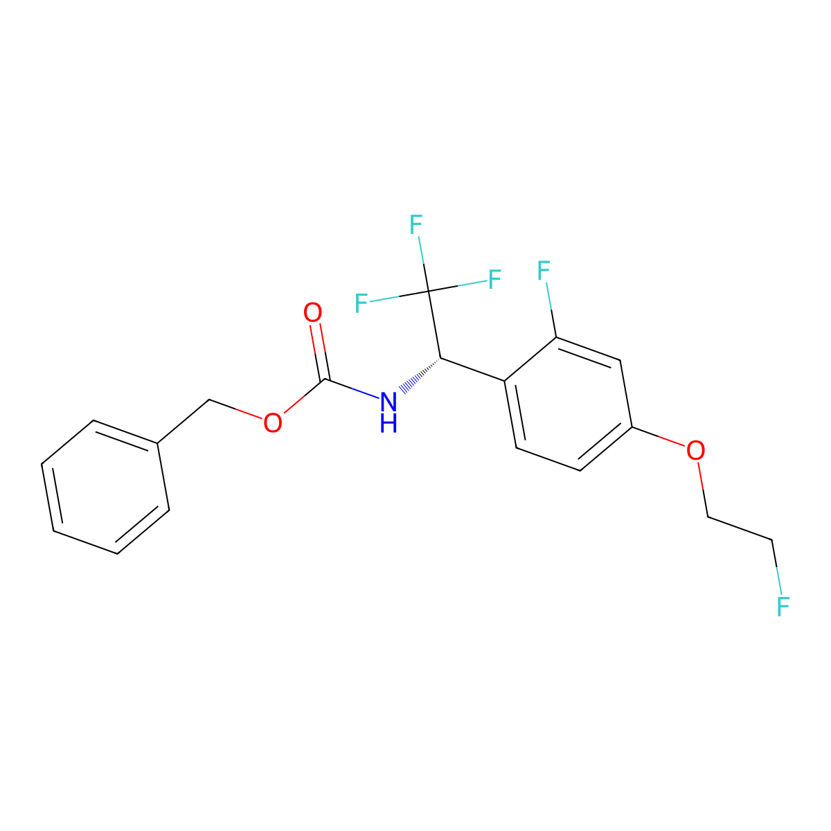 benzyl N-[(1S)-2,2,2-trifluoro-1-[2-fluoro-4-(2-fluoroethoxy)phenyl]ethyl]carbamate molecular structure, CAS 2679807-14-6