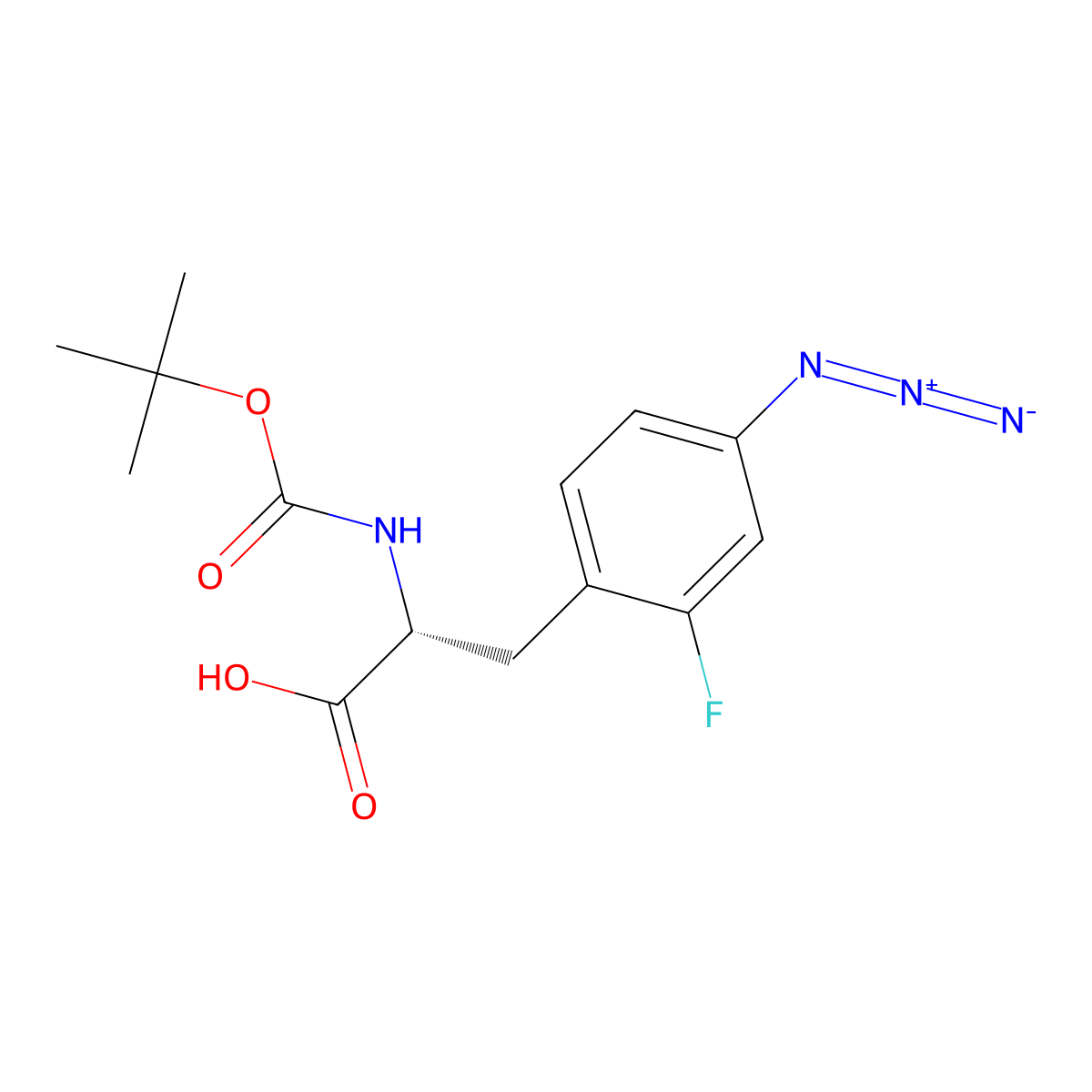 (2R)-3-(4-azido-2-fluorophenyl)-2-{[(tert-butoxy)carbonyl]amino}propanoic acid molecular structure, CAS 2679808-15-0