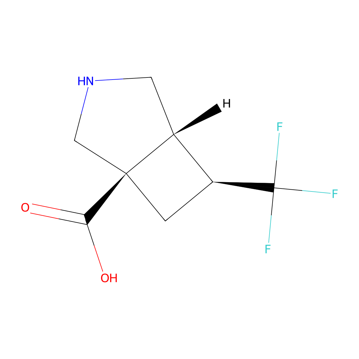 rac-(1R,5R,6S)-6-(trifluoromethyl)-3-azabicyclo[3.2.0]heptane-1-carboxylic acid molecular structure, CAS 2679808-21-8