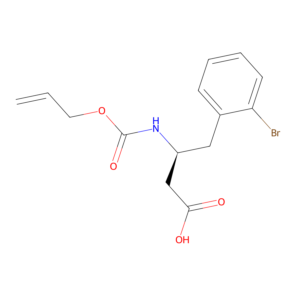 (3S)-4-(2-bromophenyl)-3-{[(prop-2-en-1-yloxy)carbonyl]amino}butanoic acid molecular structure, CAS 2679808-35-4