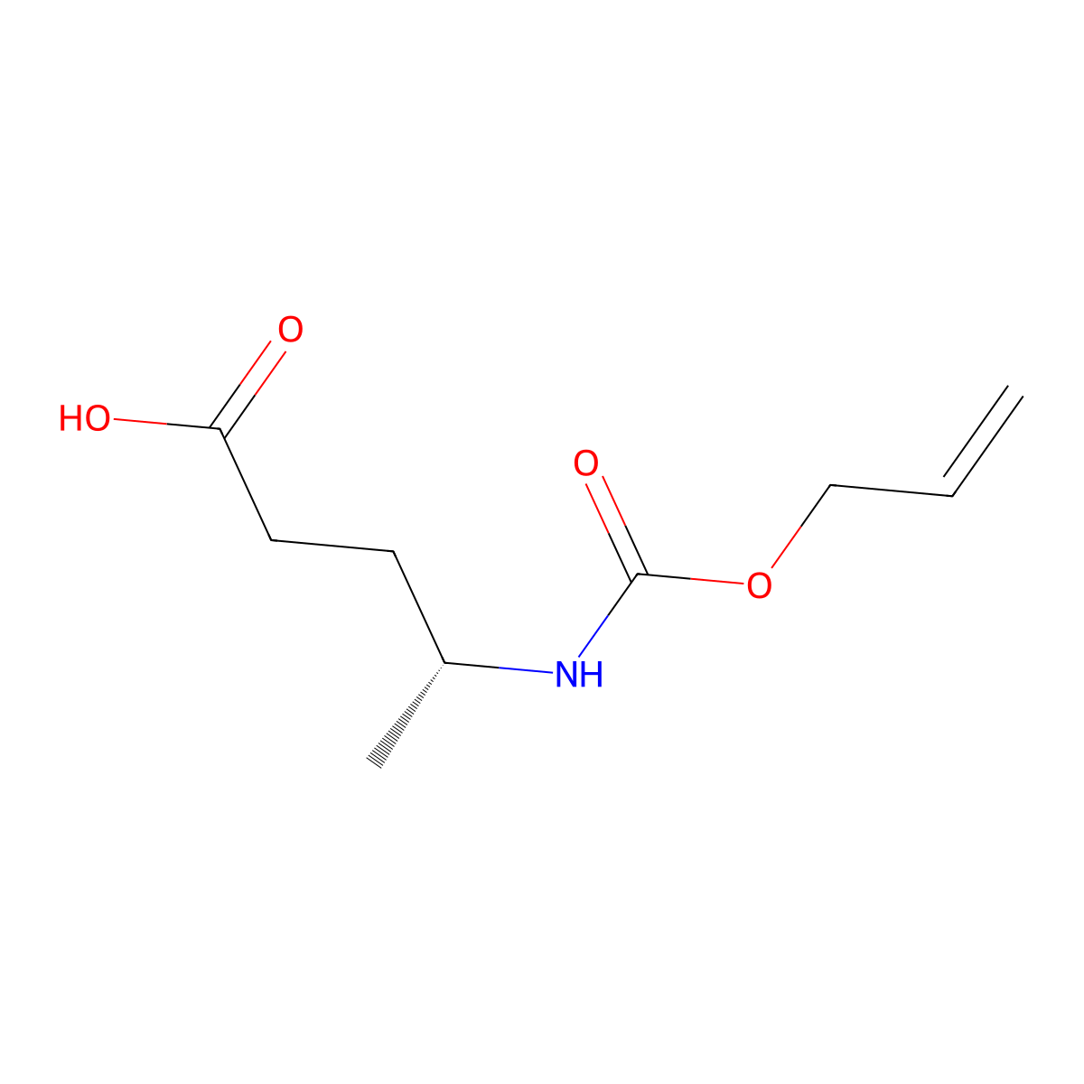 (4R)-4-{[(prop-2-en-1-yloxy)carbonyl]amino}pentanoic acid molecular structure, CAS 2679808-49-0