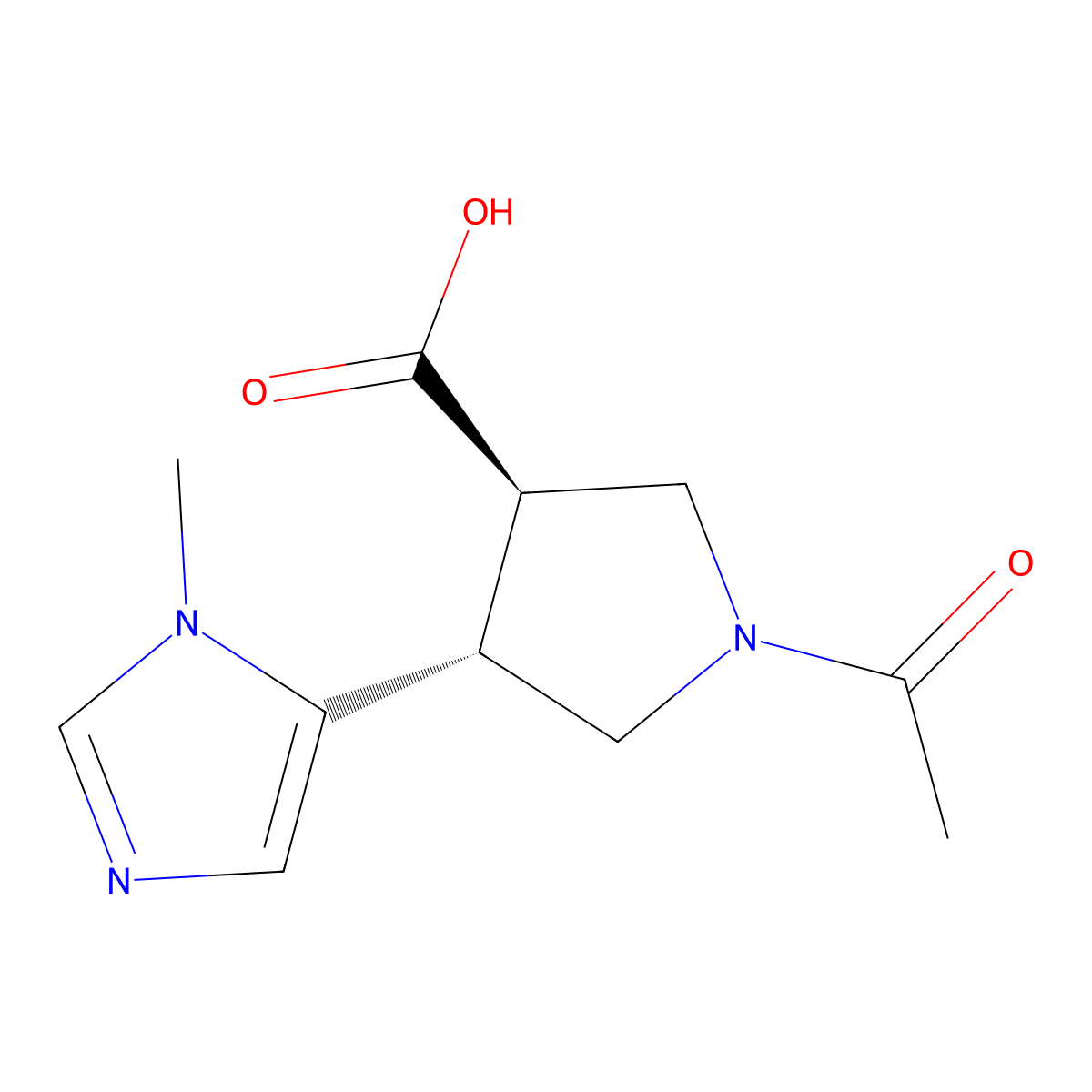 rac-(3R,4R)-1-acetyl-4-(1-methyl-1H-imidazol-5-yl)pyrrolidine-3-carboxylic acid molecular structure, CAS 2679808-53-6