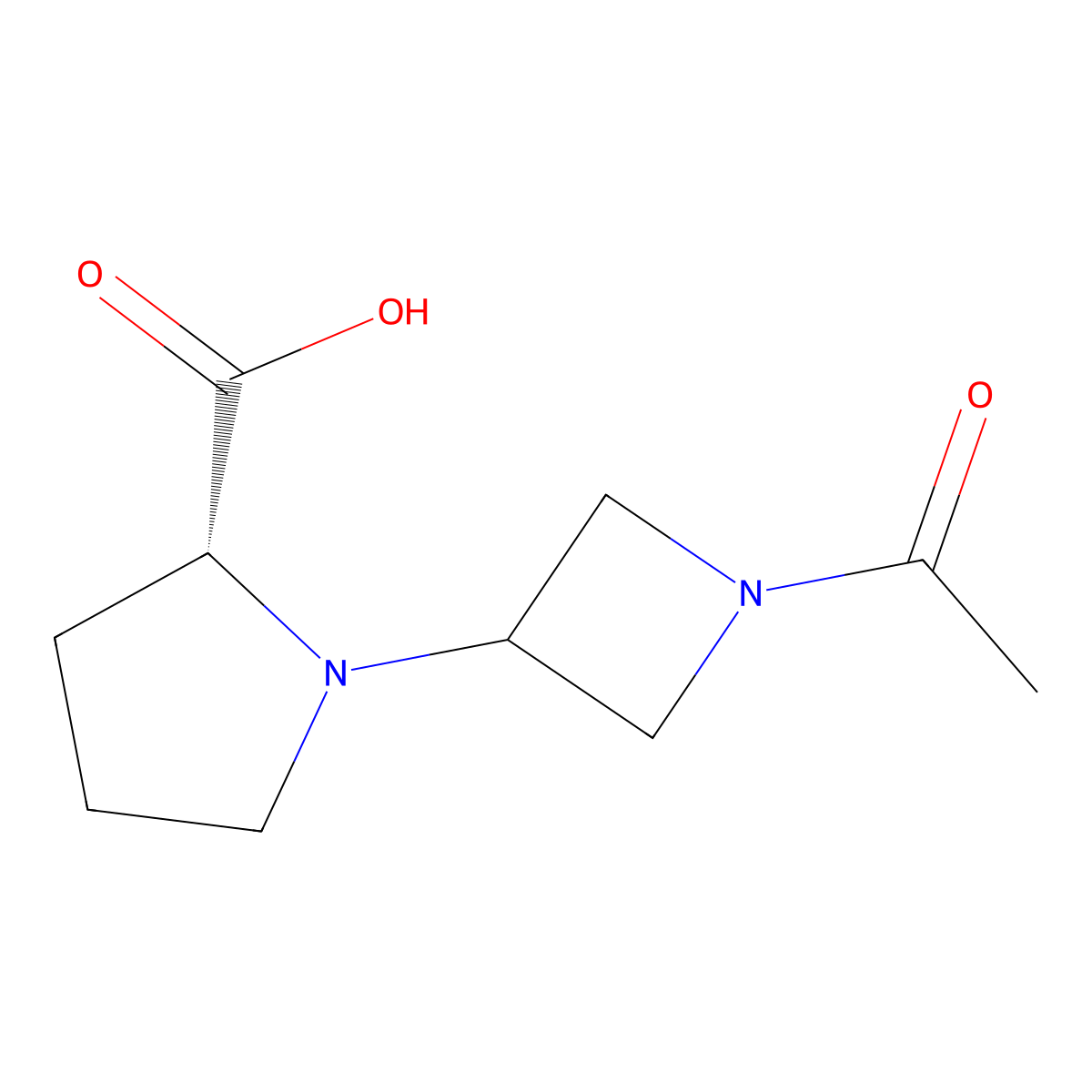 (2R)-1-(1-acetylazetidin-3-yl)pyrrolidine-2-carboxylic acid molecular structure, CAS 2679808-60-5