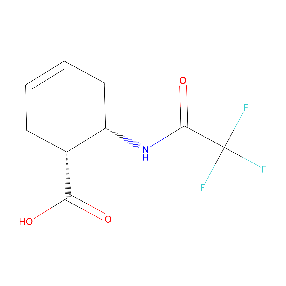 rac-(1R,6S)-6-(2,2,2-trifluoroacetamido)cyclohex-3-ene-1-carboxylic acid molecular structure, CAS 2679808-63-8