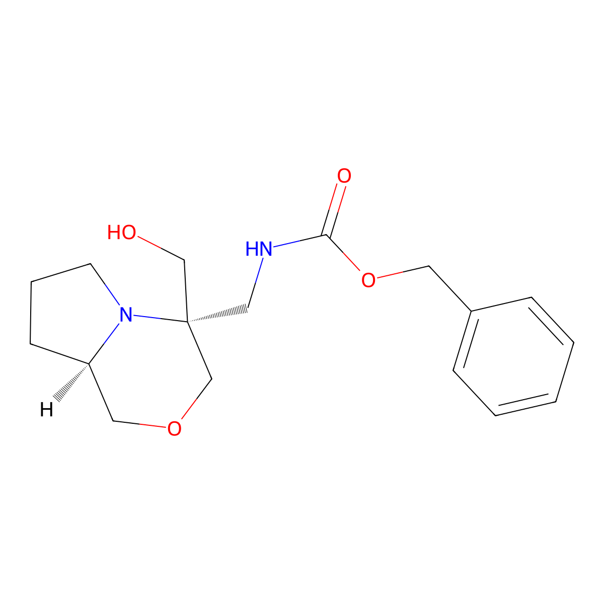 benzyl N-{[(4S,8aR)-4-(hydroxymethyl)-hexahydro-1H-pyrrolo[2,1-c][1,4]oxazin-4-yl]methyl}carbamate molecular structure, CAS 2679808-64-9