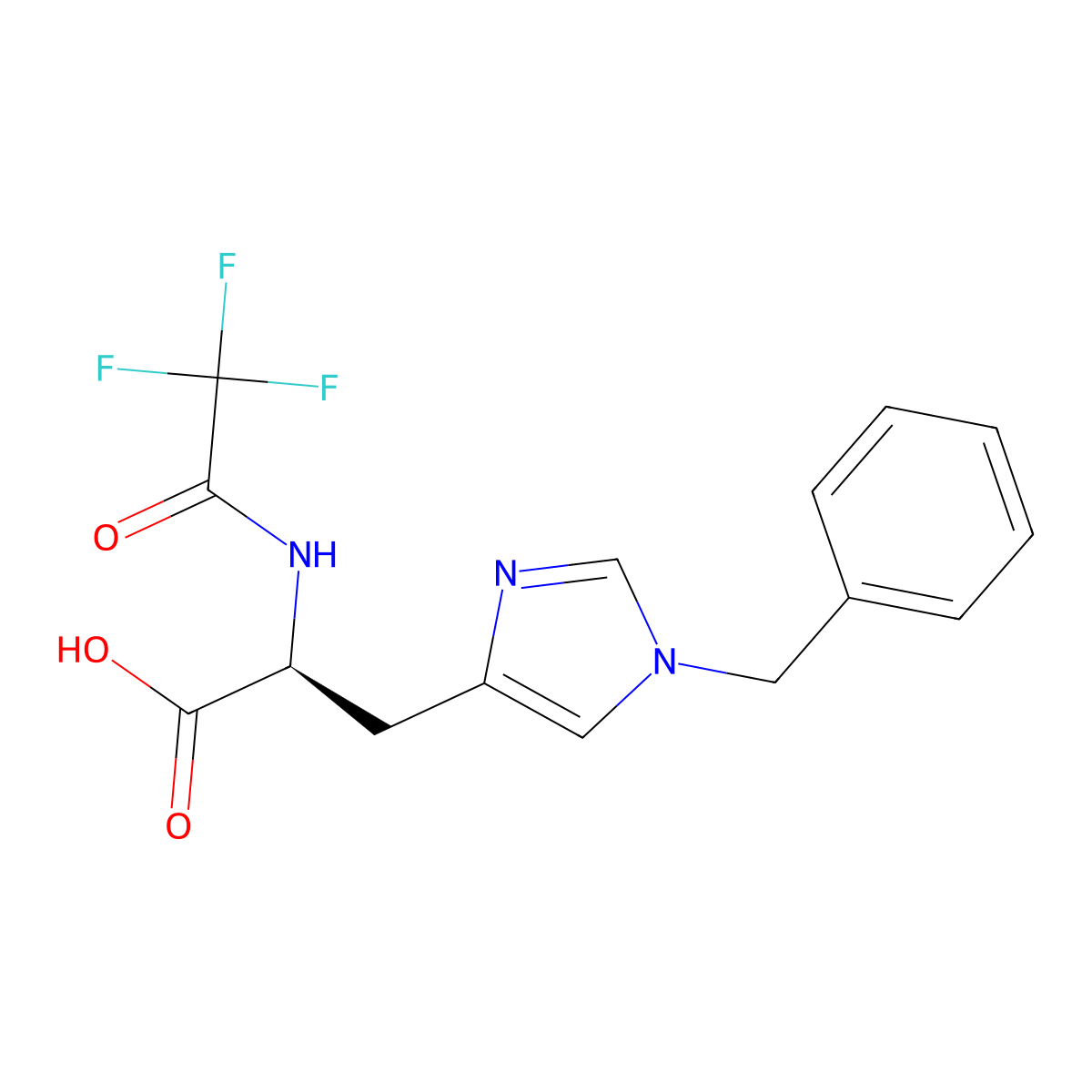 (2S)-3-(1-benzyl-1H-imidazol-4-yl)-2-(2,2,2-trifluoroacetamido)propanoic acid molecular structure, CAS 2679808-70-7