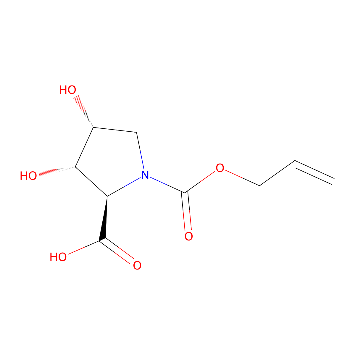rac-(2R,3S,4R)-3,4-dihydroxy-1-[(prop-2-en-1-yloxy)carbonyl]pyrrolidine-2-carboxylic acid molecular structure, CAS 2679808-74-1