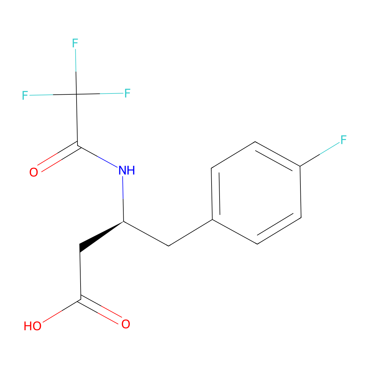 (3S)-4-(4-fluorophenyl)-3-(2,2,2-trifluoroacetamido)butanoic acid molecular structure, CAS 2679808-75-2