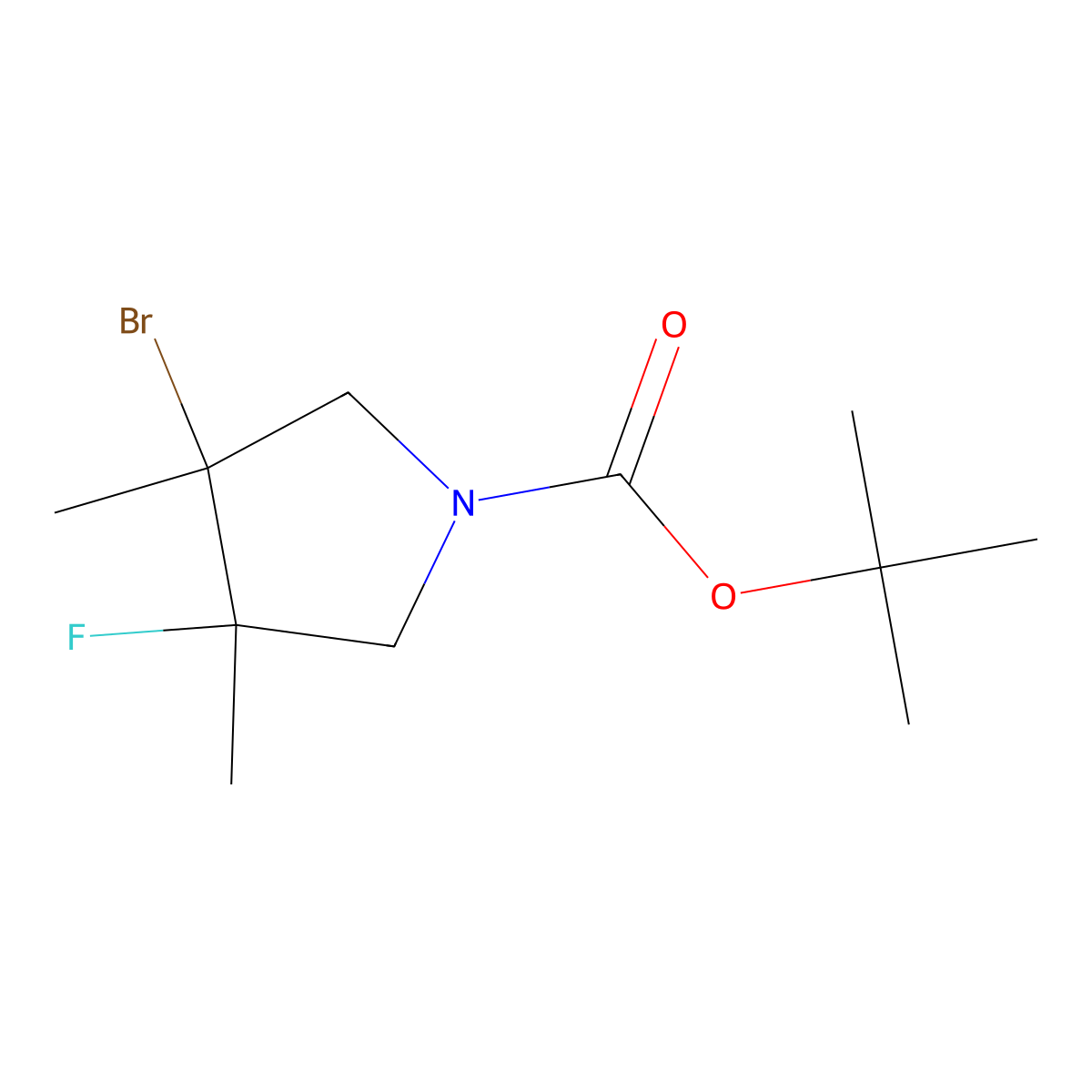 rac-tert-butyl (3R,4R)-3-bromo-4-fluoro-3,4-dimethylpyrrolidine-1-carboxylate molecular structure, CAS 2679808-76-3