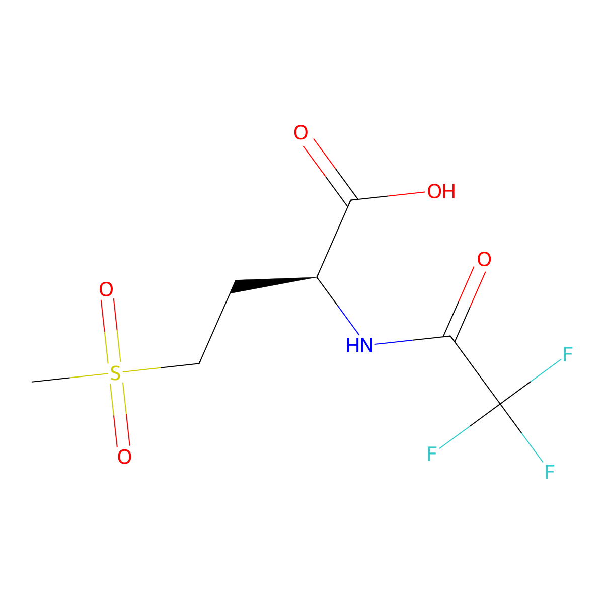 (2S)-4-methanesulfonyl-2-(2,2,2-trifluoroacetamido)butanoic acid molecular structure, CAS 2679808-78-5