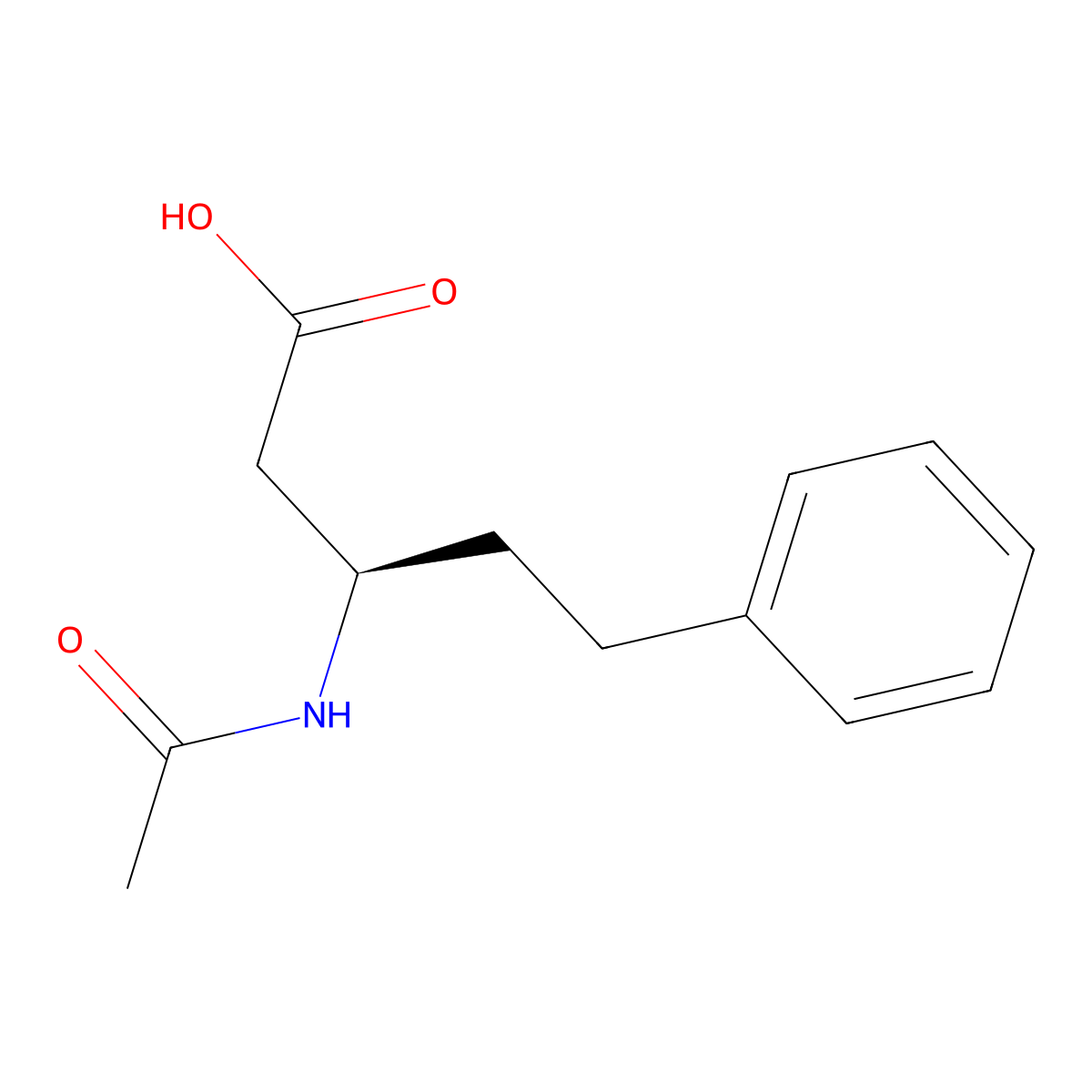 (3R)-3-acetamido-5-phenylpentanoic acid molecular structure, CAS 2679808-89-8