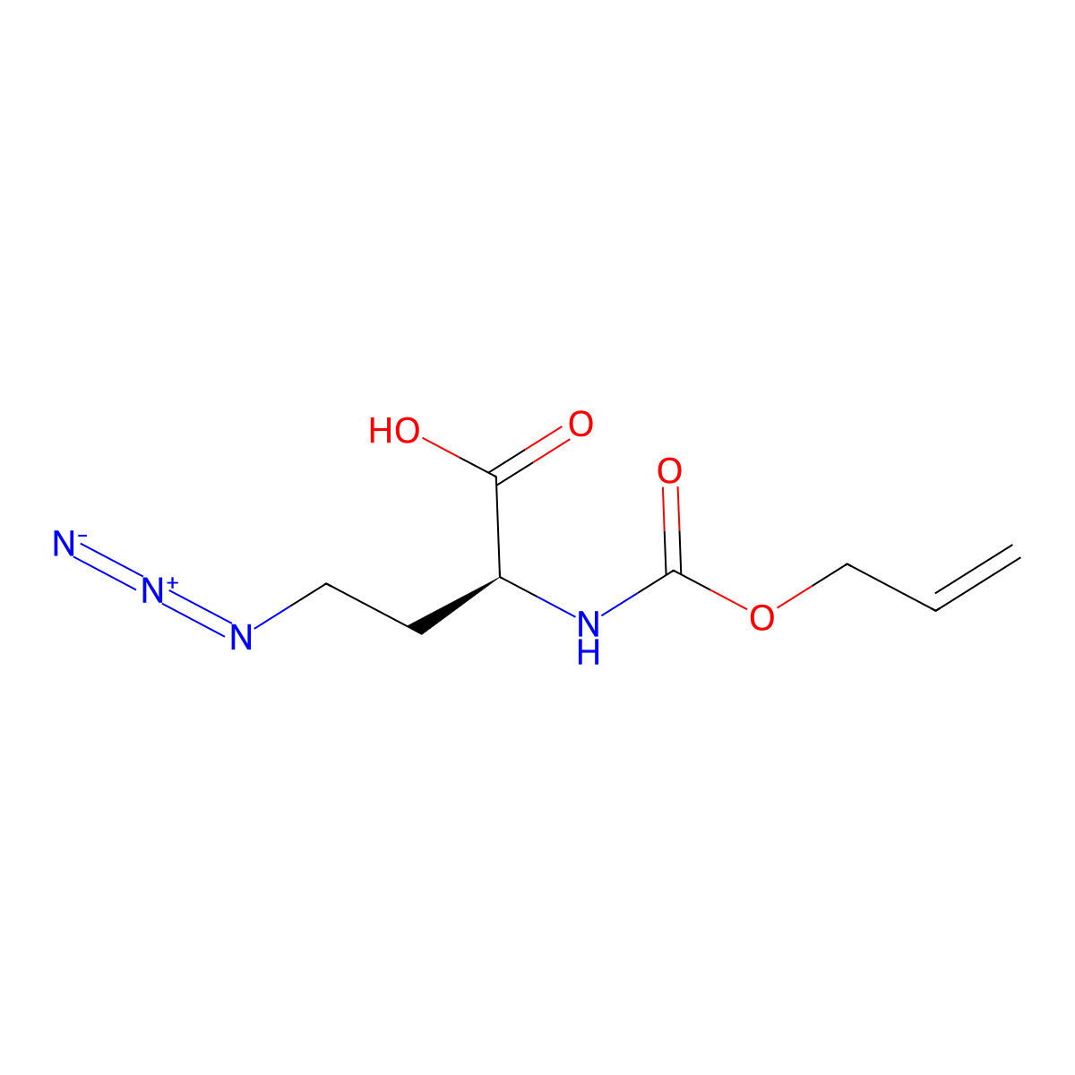 (2S)-4-azido-2-{[(prop-2-en-1-yloxy)carbonyl]amino}butanoic acid molecular structure, CAS 2679808-90-1