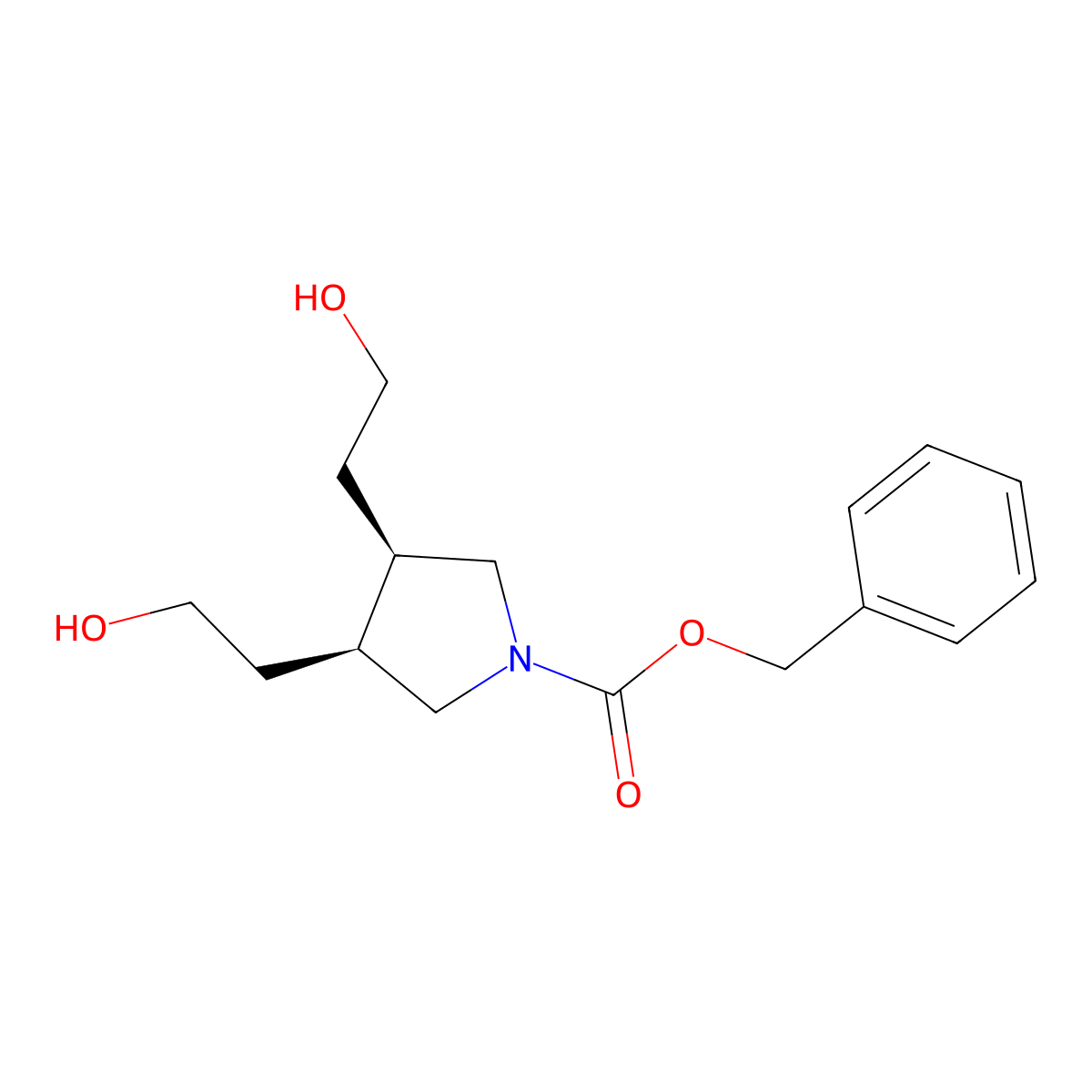 benzyl (3R,4S)-3,4-bis(2-hydroxyethyl)pyrrolidine-1-carboxylate molecular structure, CAS 2679808-91-2