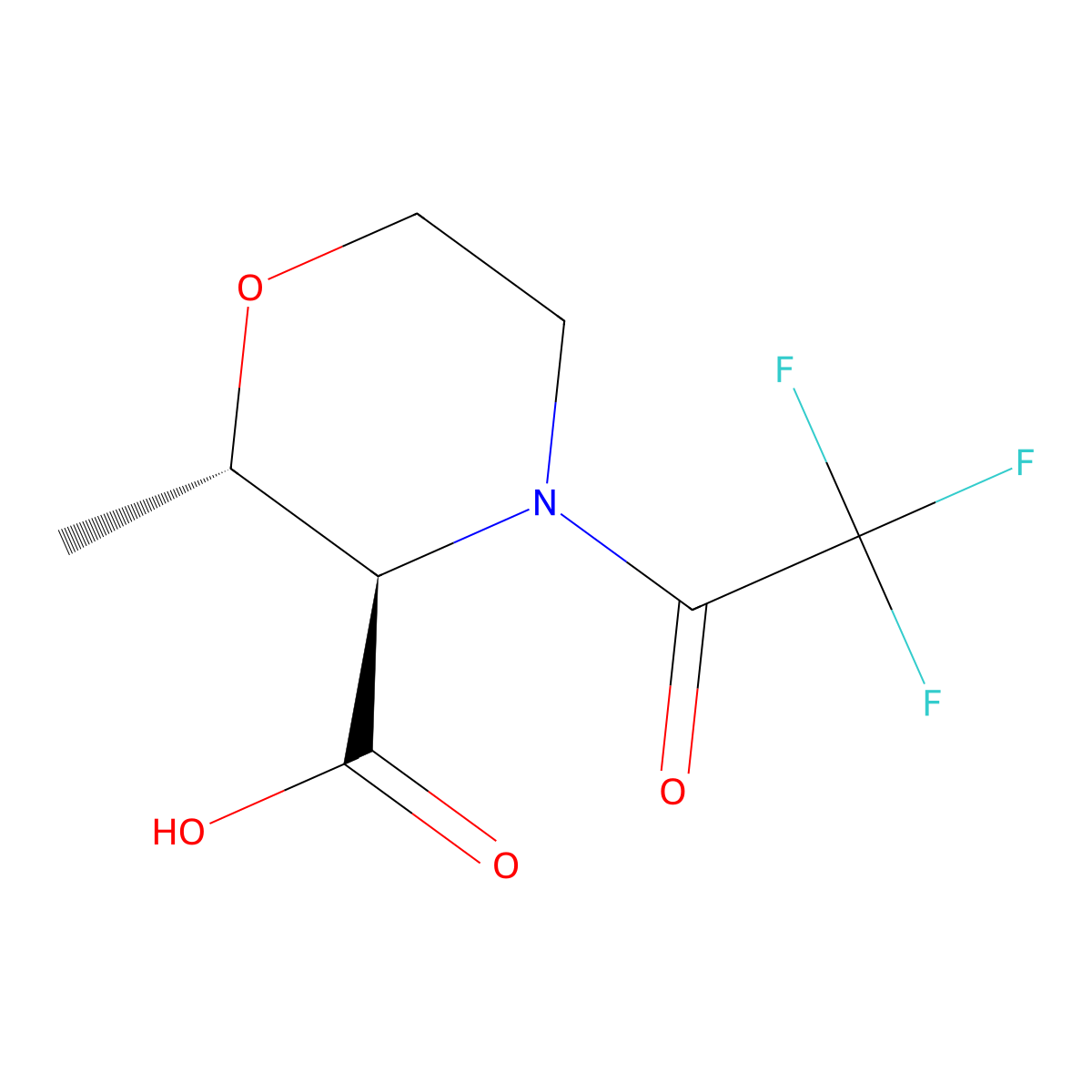 (2S,3R)-2-methyl-4-(trifluoroacetyl)morpholine-3-carboxylic acid molecular structure, CAS 2679808-92-3