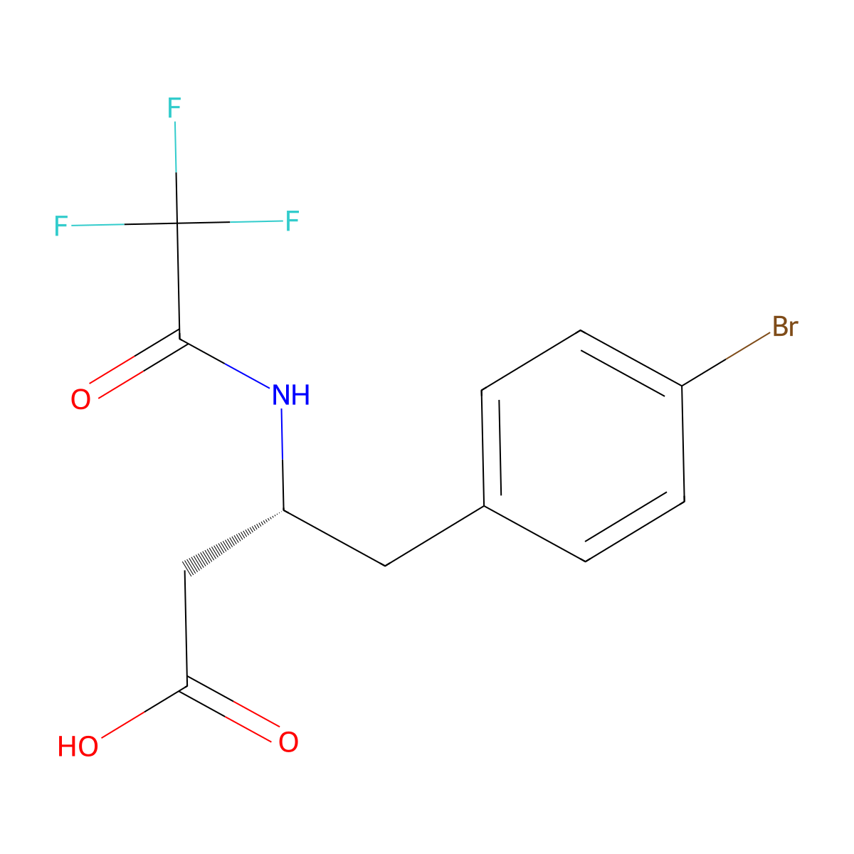 (3R)-4-(4-bromophenyl)-3-(2,2,2-trifluoroacetamido)butanoic acid molecular structure, CAS 2679808-96-7