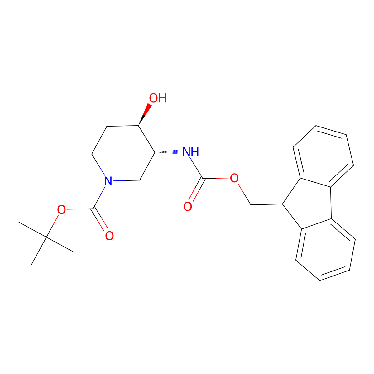 rac-tert-butyl (3R,4R)-3-({[(9H-fluoren-9-yl)methoxy]carbonyl}amino)-4-hydroxypiperidine-1-carboxylate molecular structure, CAS 2679808-99-0