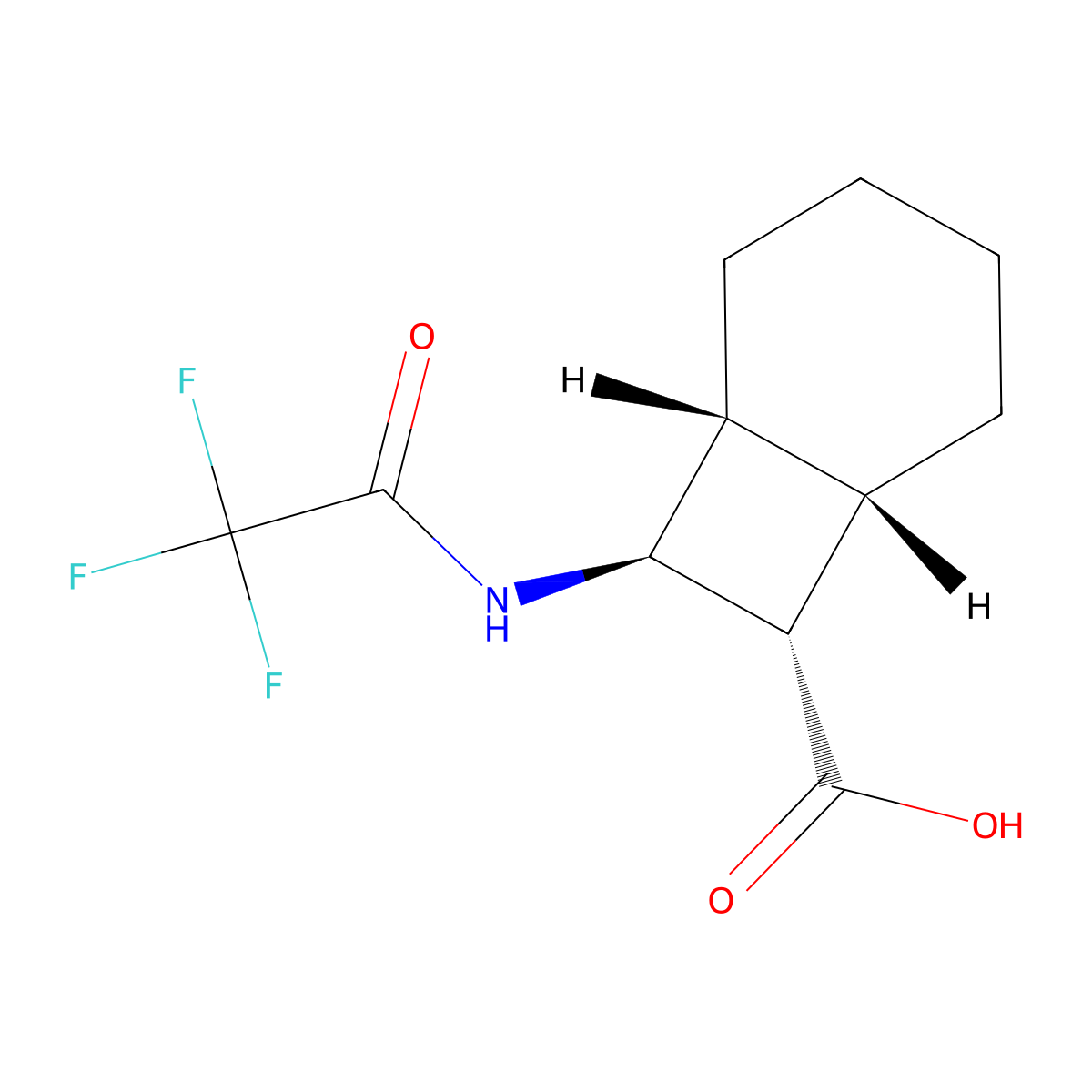 rac-(1R,6S,7S,8S)-8-(2,2,2-trifluoroacetamido)bicyclo[4.2.0]octane-7-carboxylic acid molecular structure, CAS 2679809-01-7