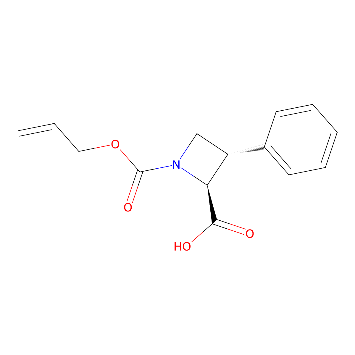 rac-(2R,3R)-3-phenyl-1-[(prop-2-en-1-yloxy)carbonyl]azetidine-2-carboxylic acid molecular structure, CAS 2679809-02-8