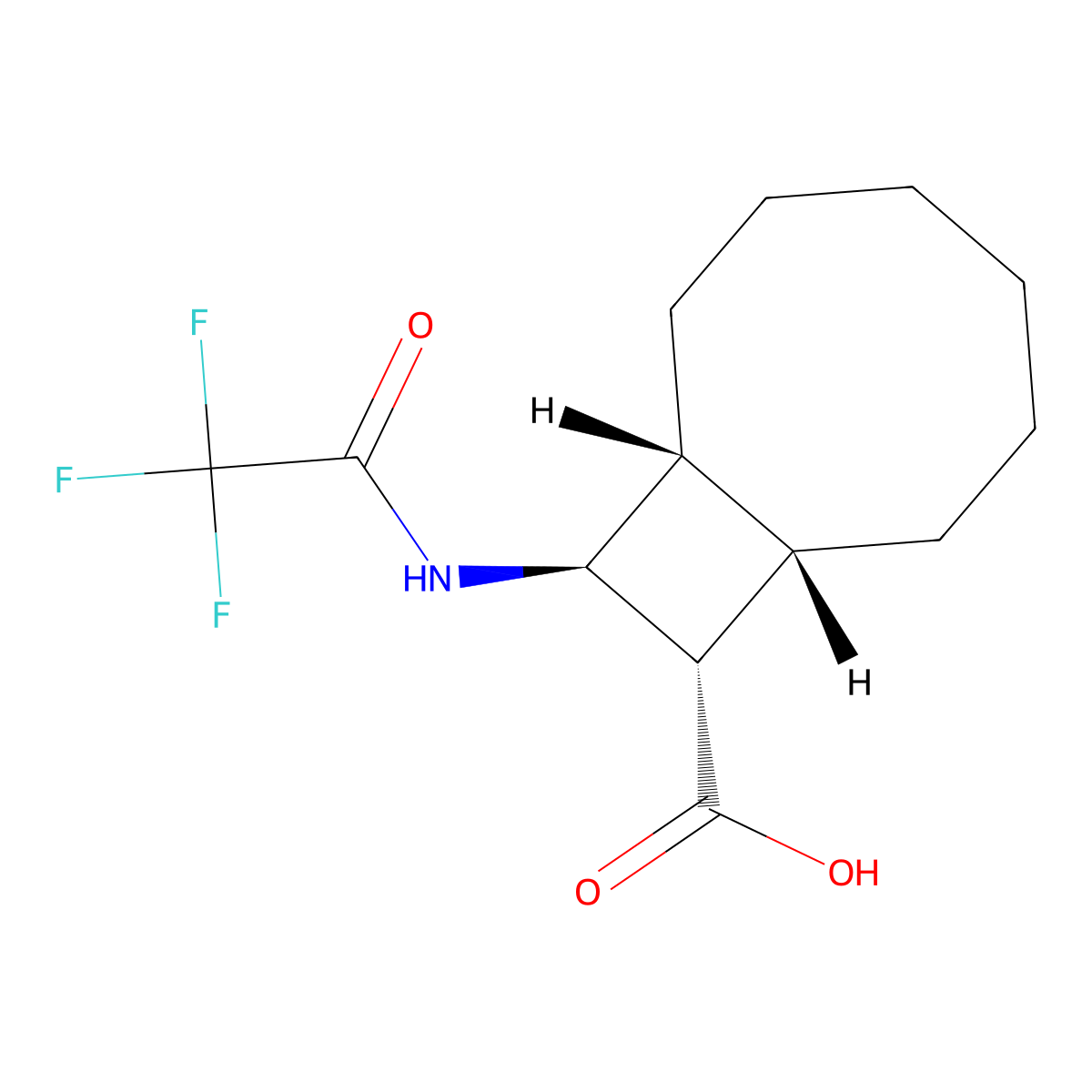 rac-(1R,8S,9S,10S)-10-(2,2,2-trifluoroacetamido)bicyclo[6.2.0]decane-9-carboxylic acid molecular structure, CAS 2679809-04-0