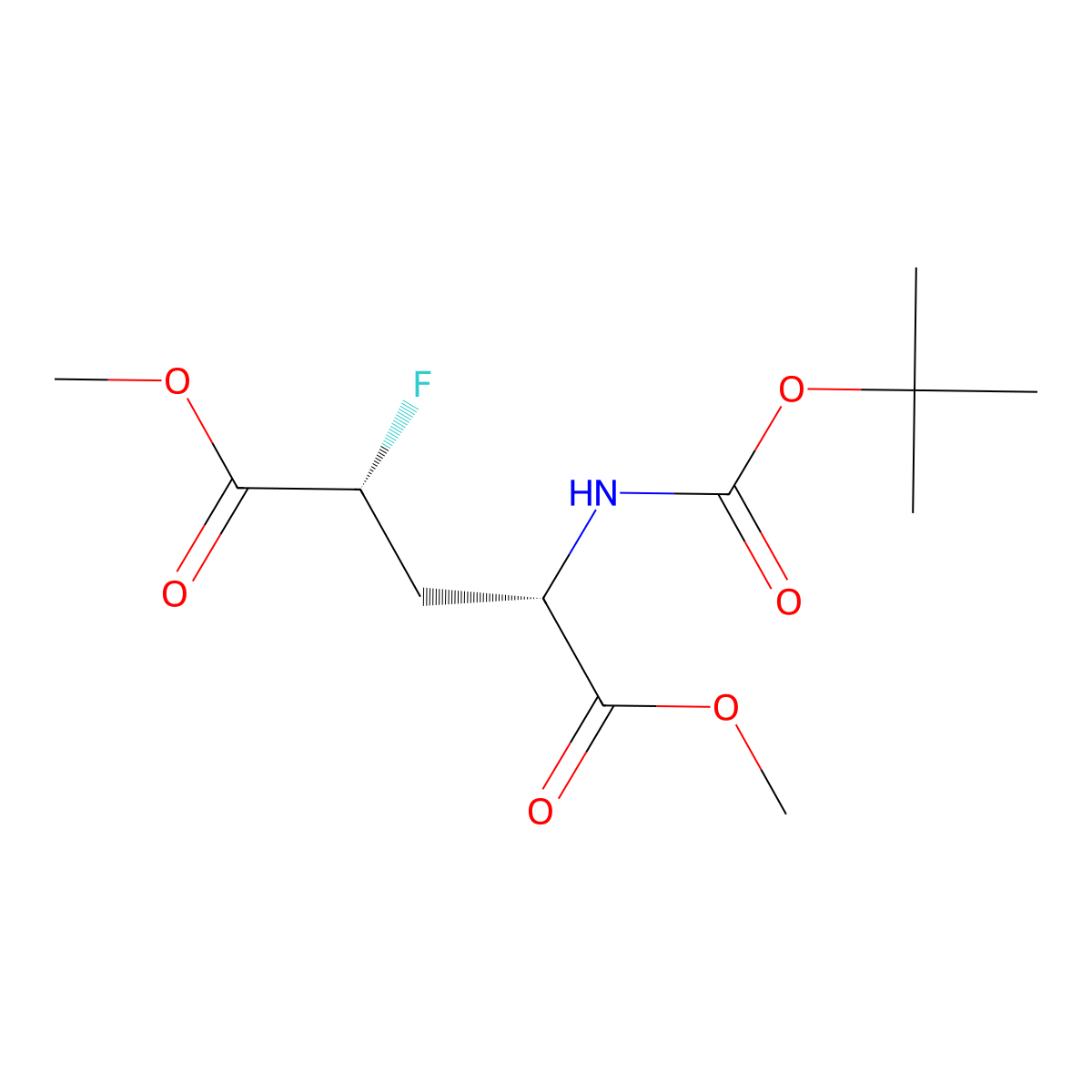 1,5-dimethyl (2S,4R)-2-{[(tert-butoxy)carbonyl]amino}-4-fluoropentanedioate molecular structure, CAS 2679809-09-5