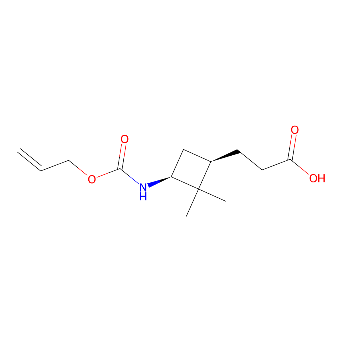 3-[(1R,3S)-2,2-dimethyl-3-{[(prop-2-en-1-yloxy)carbonyl]amino}cyclobutyl]propanoic acid molecular structure, CAS 2679809-20-0