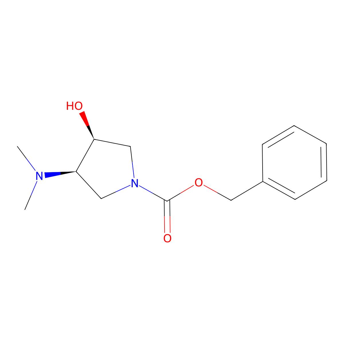 rac-benzyl (3R,4S)-3-(dimethylamino)-4-hydroxypyrrolidine-1-carboxylate molecular structure, CAS 2679809-21-1