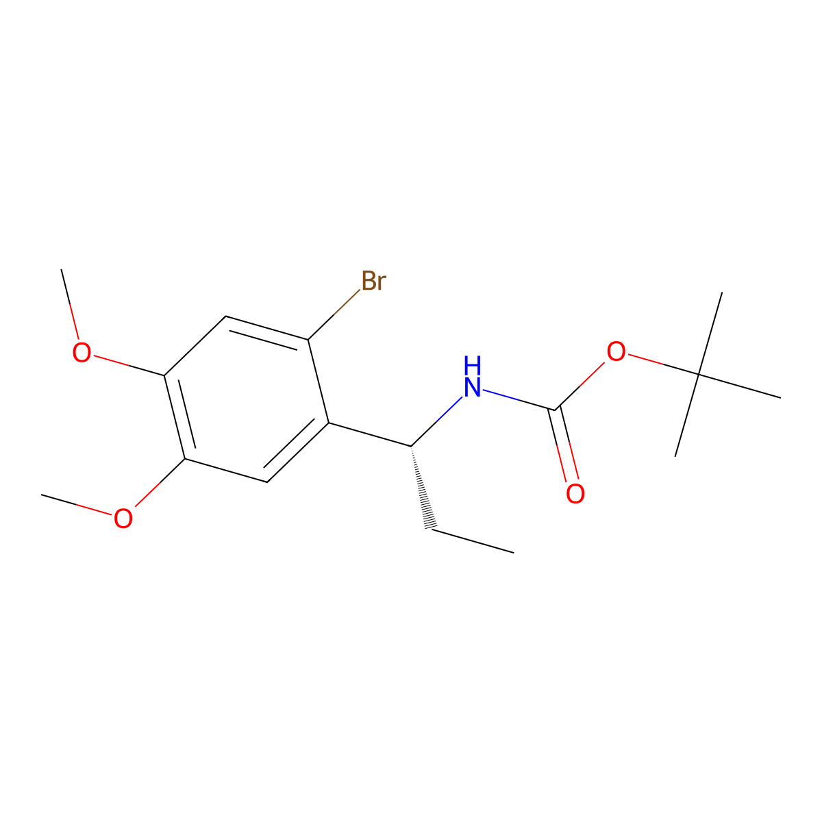tert-butyl N-[(1R)-1-(2-bromo-4,5-dimethoxyphenyl)propyl]carbamate molecular structure, CAS 2679809-23-3