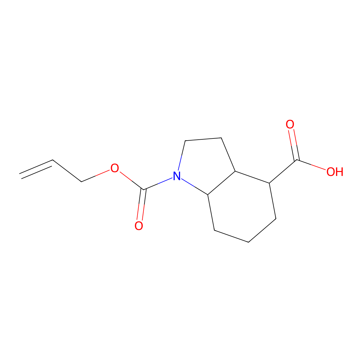 rac-(3aR,4S,7aS)-1-[(prop-2-en-1-yloxy)carbonyl]-octahydro-1H-indole-4-carboxylic acid molecular structure, CAS 2679809-38-0