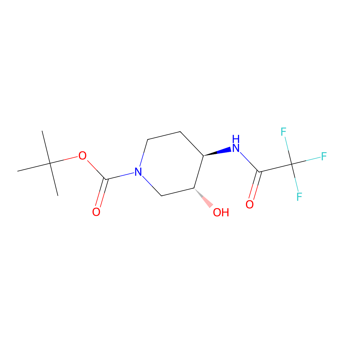 rac-tert-butyl (3R,4R)-3-hydroxy-4-(trifluoroacetamido)piperidine-1-carboxylate molecular structure, CAS 2679809-43-7