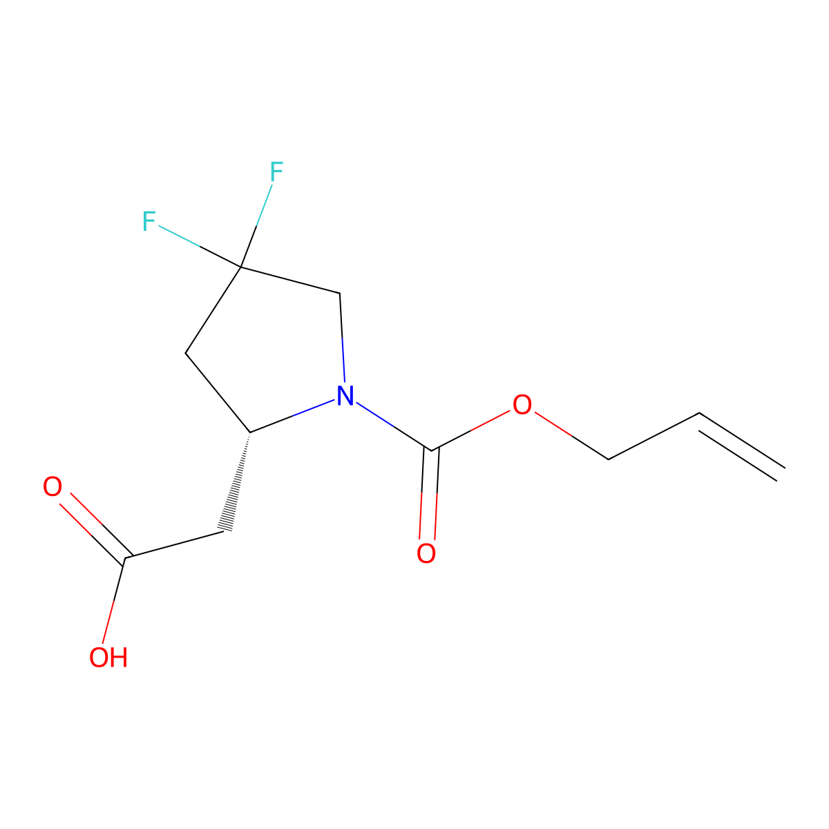 2-[(2R)-4,4-difluoro-1-[(prop-2-en-1-yloxy)carbonyl]pyrrolidin-2-yl]acetic acid molecular structure, CAS 2679809-49-3