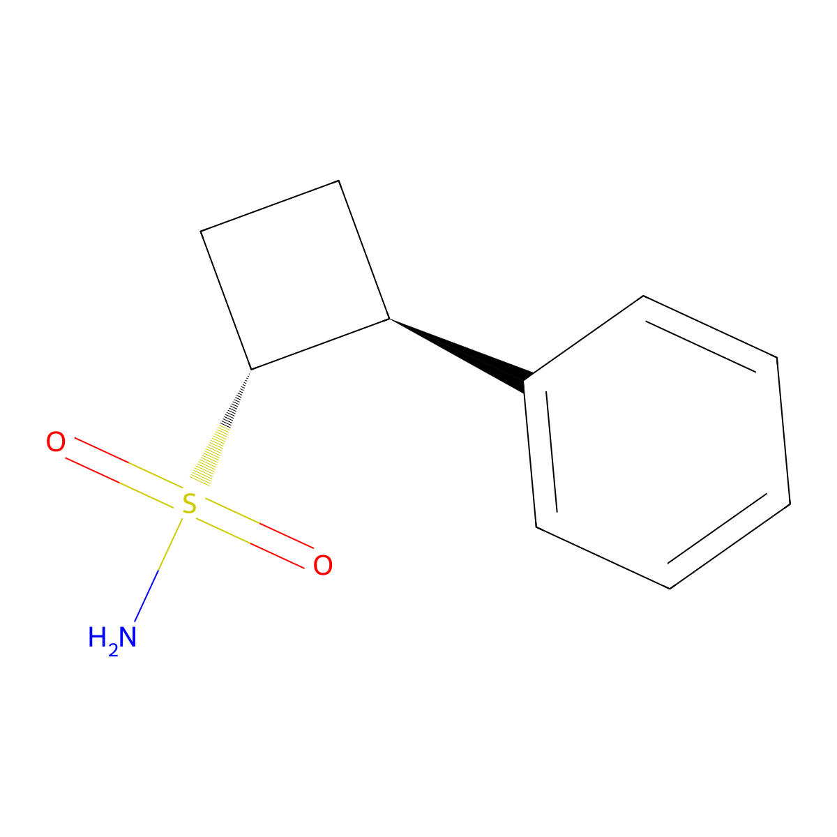 rac-(1R,2S)-2-phenylcyclobutane-1-sulfonamide molecular structure, CAS 2679809-50-6