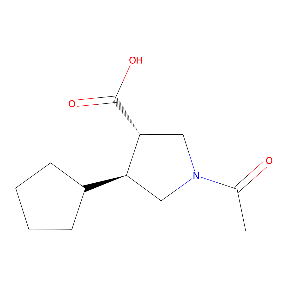 rac-(3R,4R)-1-acetyl-4-cyclopentylpyrrolidine-3-carboxylic acid molecular structure, CAS 2679809-51-7