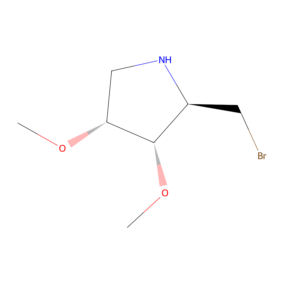 rac-(2R,3S,4R)-2-(bromomethyl)-3,4-dimethoxypyrrolidine molecular structure, CAS 2679809-58-4