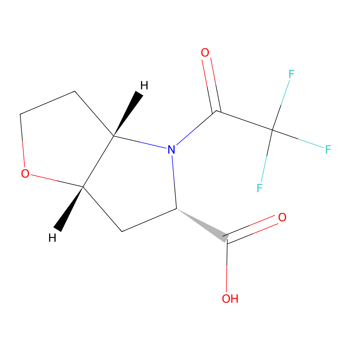rac-(3aR,5R,6aR)-4-(trifluoroacetyl)-hexahydro-2H-furo[3,2-b]pyrrole-5-carboxylic acid molecular structure, CAS 2679809-67-5